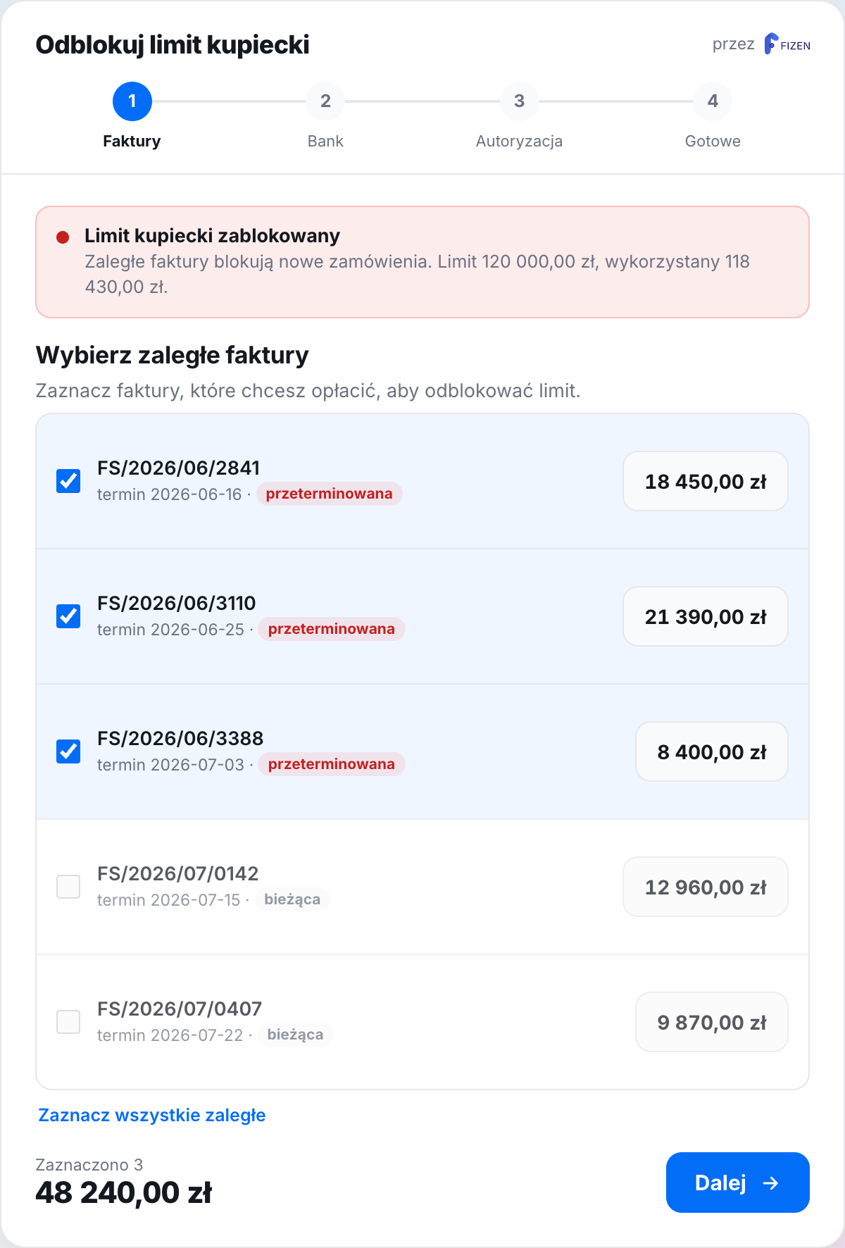 Step 1: Pick overdue invoices to pay